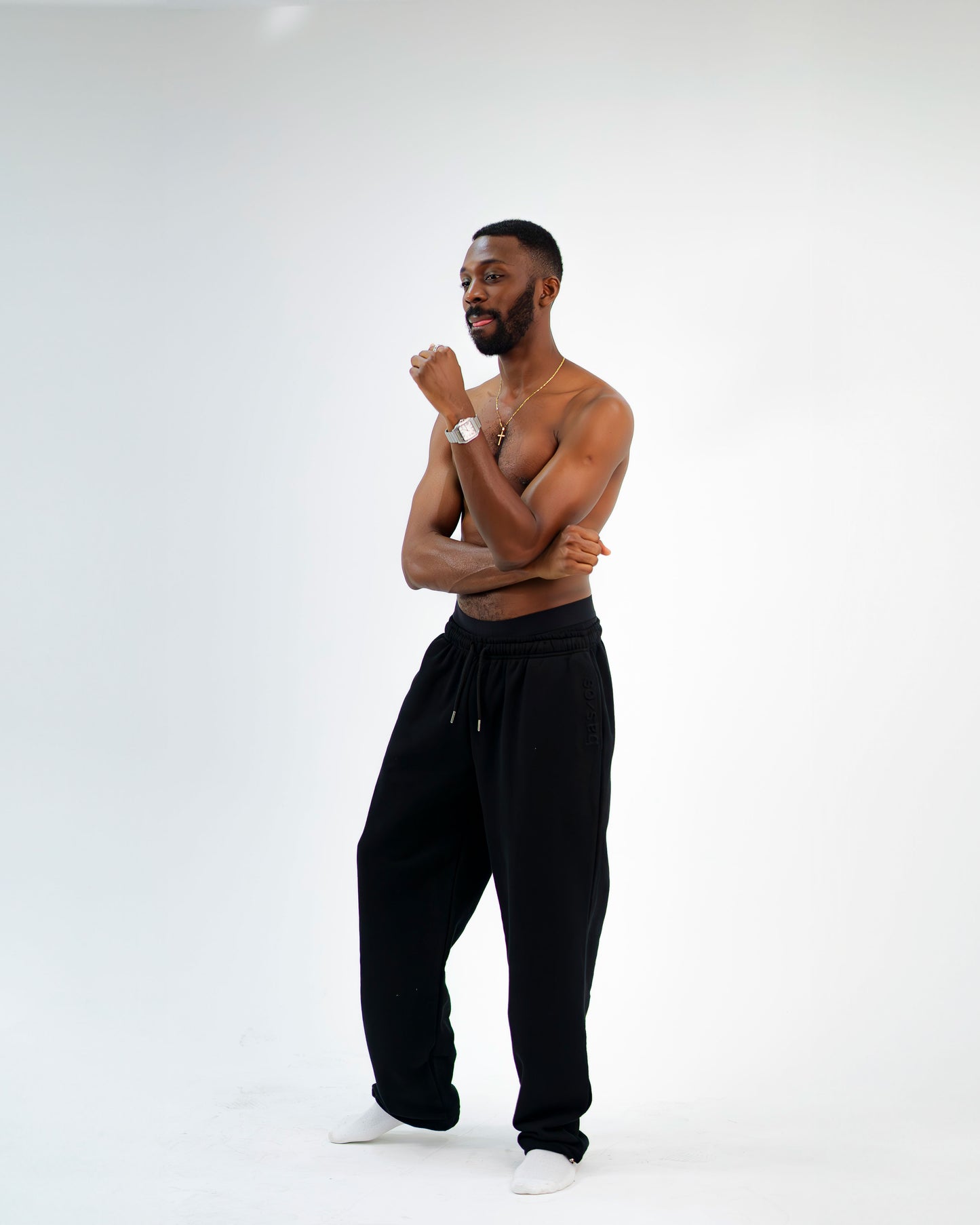 embossed straight leg sweatpants