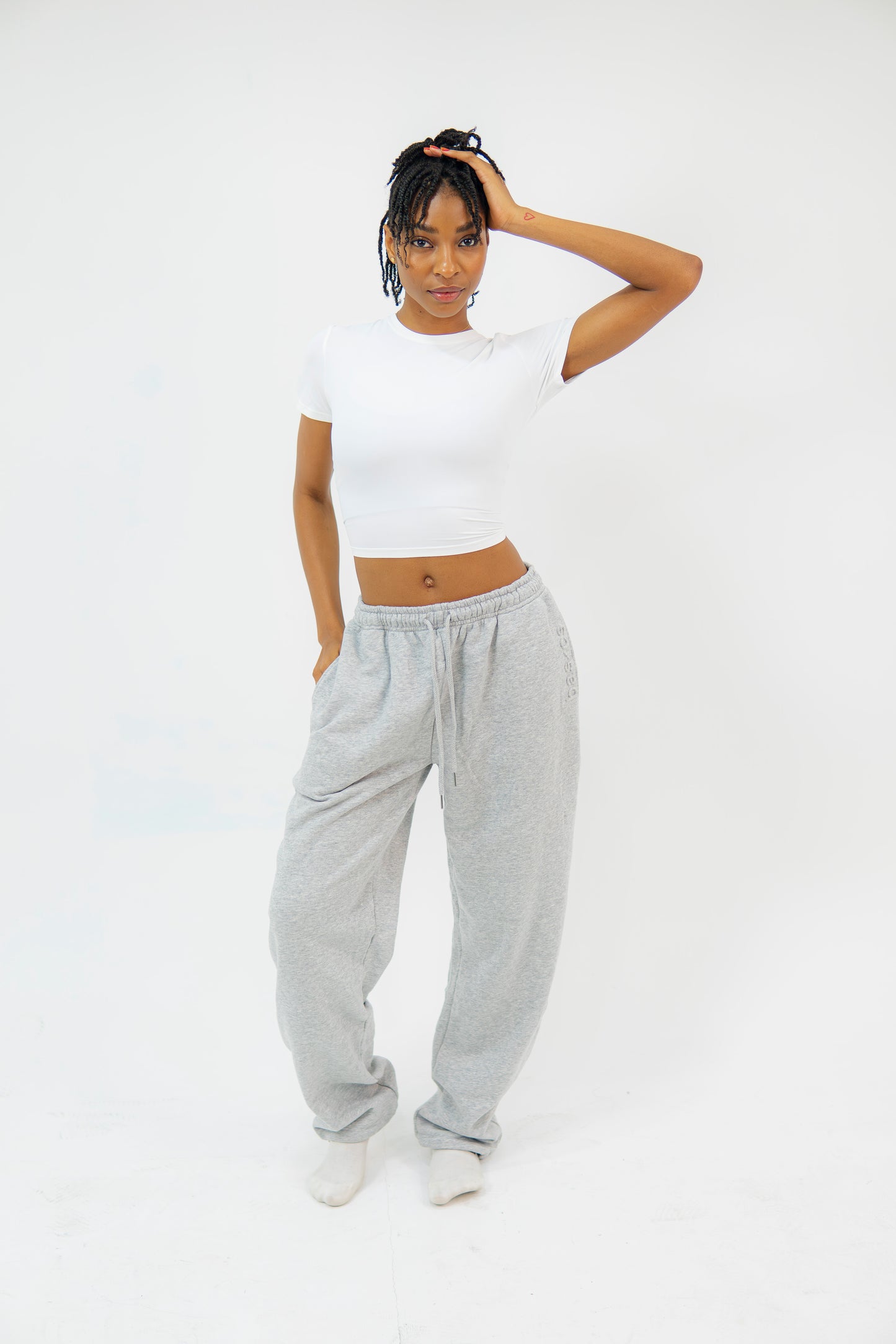 embossed straight leg sweatpants
